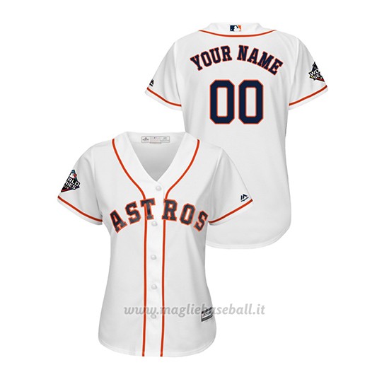 Maglia Baseball Donna Houston Astros Personalizzate 2019 World Series Bound Cool Base Bianco